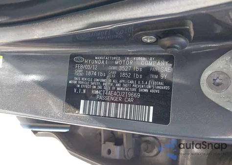 2012 Hyundai Accent Gls из США, поврежденный, VIN KMHCT4AE4CU219669